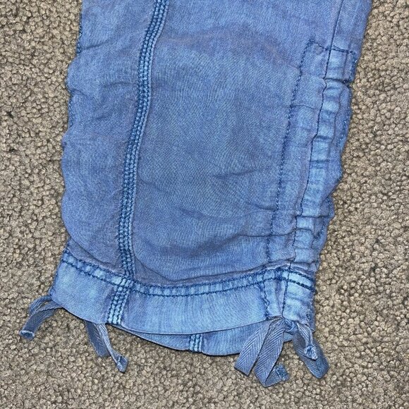 Anthropologie MARRAKECH Women's 100% Linen Cargo Joggers Sky Blue -EUC - Size 26 - Picture 4 of 14
